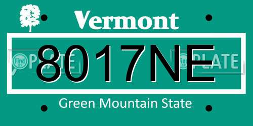 8017NE Vermont License Plate