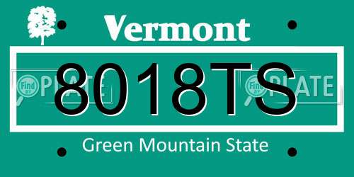 8018TS Vermont License Plate