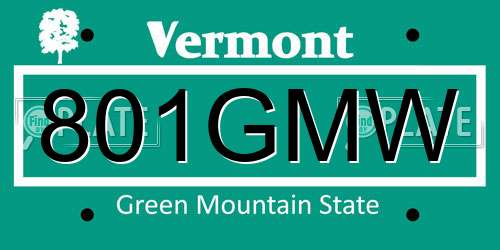 801GMW Vermont License Plate