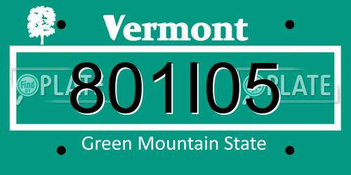 801I05 Vermont License Plate