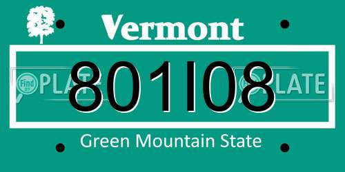 801I08 Vermont License Plate