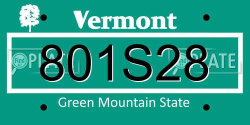 801S28 Vermont License Plate