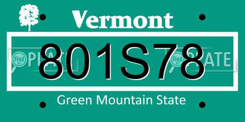 801S78 Vermont License Plate
