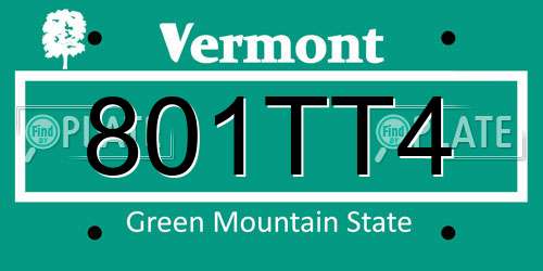 801TT4 Vermont License Plate