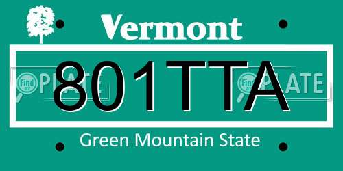 801TTA Vermont License Plate
