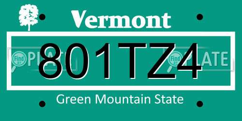 801TZ4 Vermont License Plate