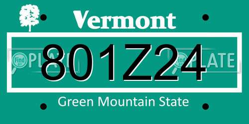 801Z24 Vermont License Plate