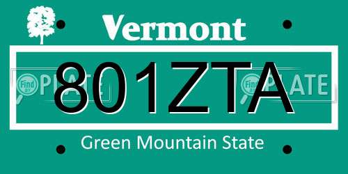 801ZTA Vermont License Plate