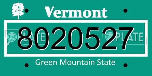 8020527 Vermont License Plate