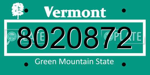 8020872 Vermont License Plate