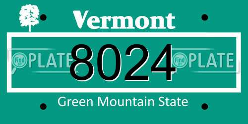 8024 Vermont License Plate