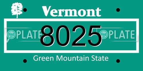 8025 Vermont License Plate