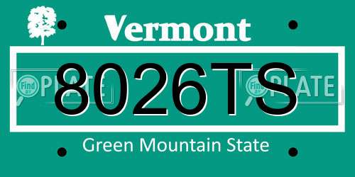 8026TS Vermont License Plate