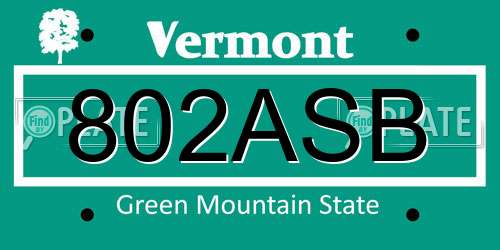 802ASB Vermont License Plate