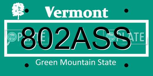 802ASS Vermont License Plate