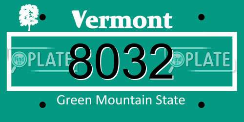 8032 Vermont License Plate