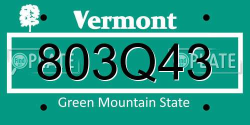 803Q43 Vermont License Plate