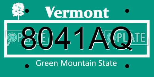 8041AQ Vermont License Plate