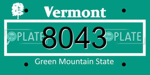 8043 Vermont License Plate
