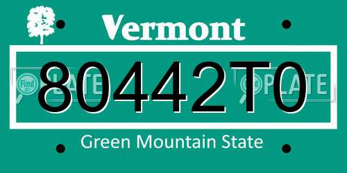 80442T0 Vermont License Plate