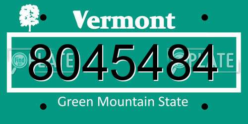 8045484 Vermont License Plate