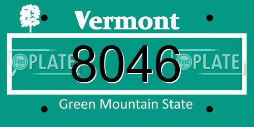 8046 Vermont License Plate
