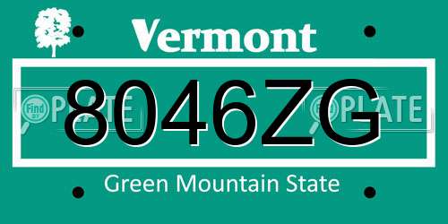 8046ZG Vermont License Plate