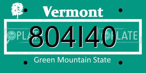 804I40 Vermont License Plate