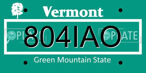 804IAO Vermont License Plate