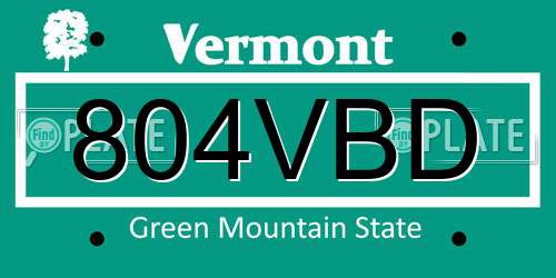 804VBD Vermont License Plate