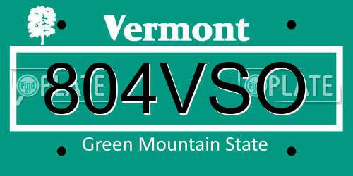 804VSO Vermont License Plate
