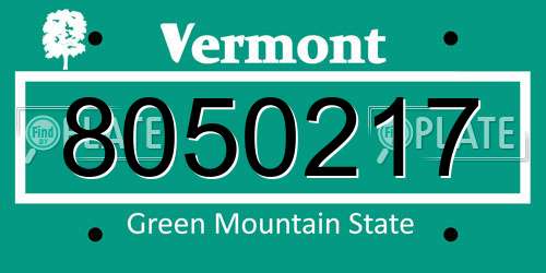 8050217 Vermont License Plate