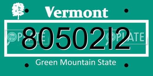 80502I2 Vermont License Plate