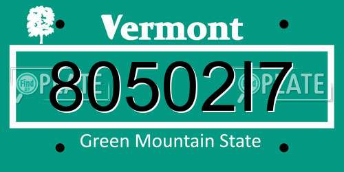 80502I7 Vermont License Plate