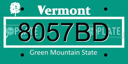 8057BD Vermont License Plate