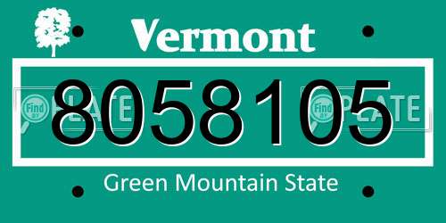 8058105 Vermont License Plate