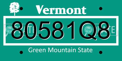 80581Q8 Vermont License Plate