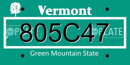805C47 Vermont License Plate