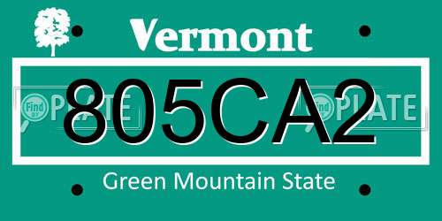 805CA2 Vermont License Plate