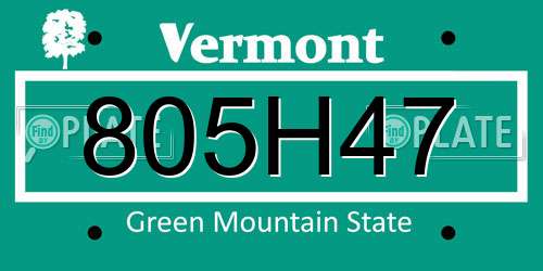 805H47 Vermont License Plate