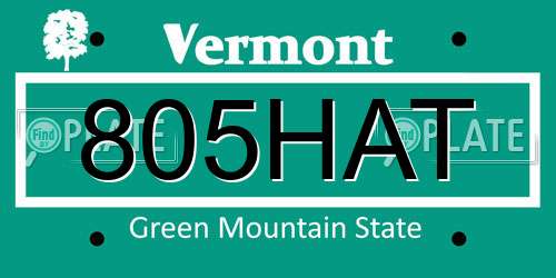 805HAT Vermont License Plate