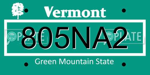 805NA2 Vermont License Plate