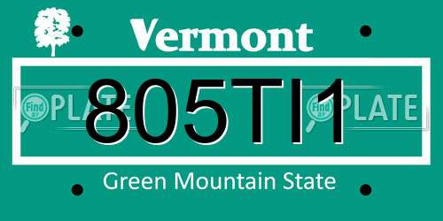 805TI1 Vermont License Plate