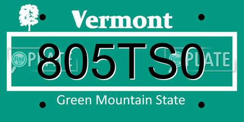 805TS0 Vermont License Plate