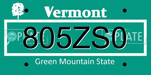 805ZS0 Vermont License Plate