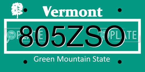 805ZSO Vermont License Plate