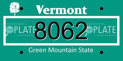 8062 Vermont License Plate