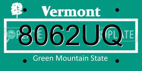 8062UQ Vermont License Plate
