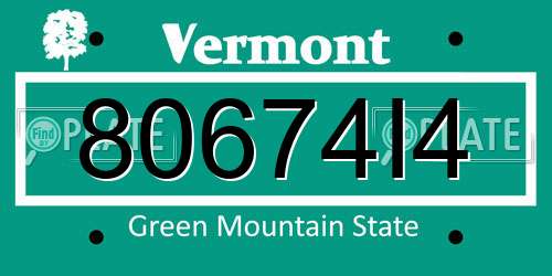 80674I4 Vermont License Plate