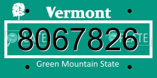 8067826 Vermont License Plate